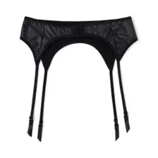 Black Faux Leather Garter Belt at Spencer's