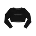 Long Sleeve Black Mesh Cutout Crop Top at Spencer's