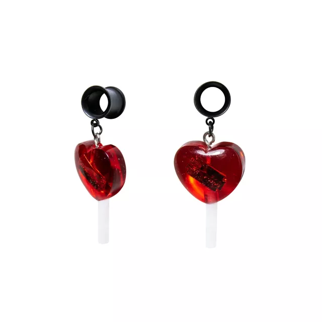 Red Lollipop Razor Dangle Tunnels at Spencer's