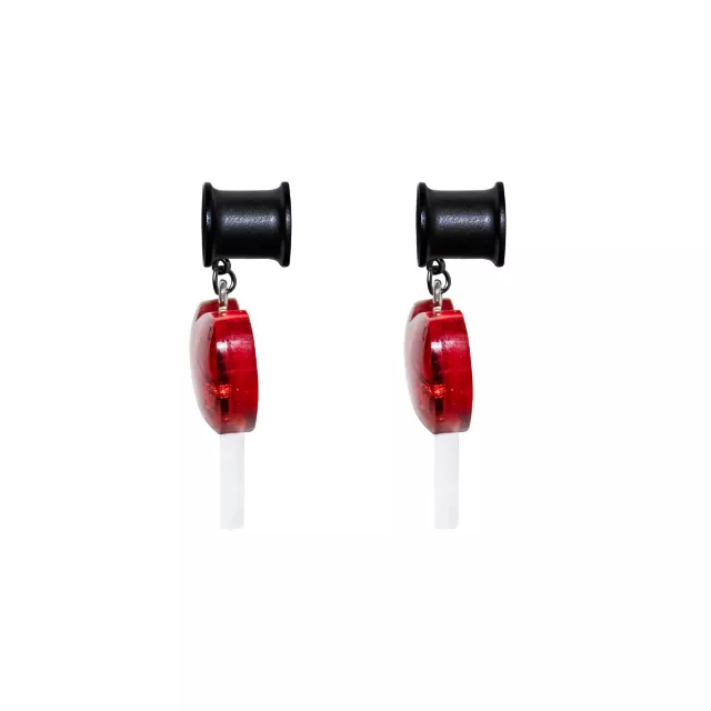 Red Lollipop Razor Dangle Tunnels at Spencer's