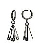 CZ Safety Pins Dangle Huggie Hoop Earrings - 18 Gauge