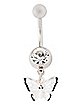 CZ Black and White Butterfly Dangle Belly Ring - 14 Gauge