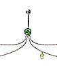 CZ Green Alien Chain Belly Ring - 14 Gauge