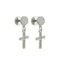CZ Silvertone Cross Dangle Fake Plugs at Spencer's