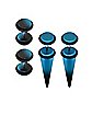 Ombre Black and Blue Fake Tapers and Plugs 2 Pair - 18 Gauge