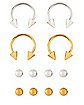 Multi-Pack Goldtone and Silvertone Horseshoe Rings with Extra Balls 2 Pair - 16 Gauge