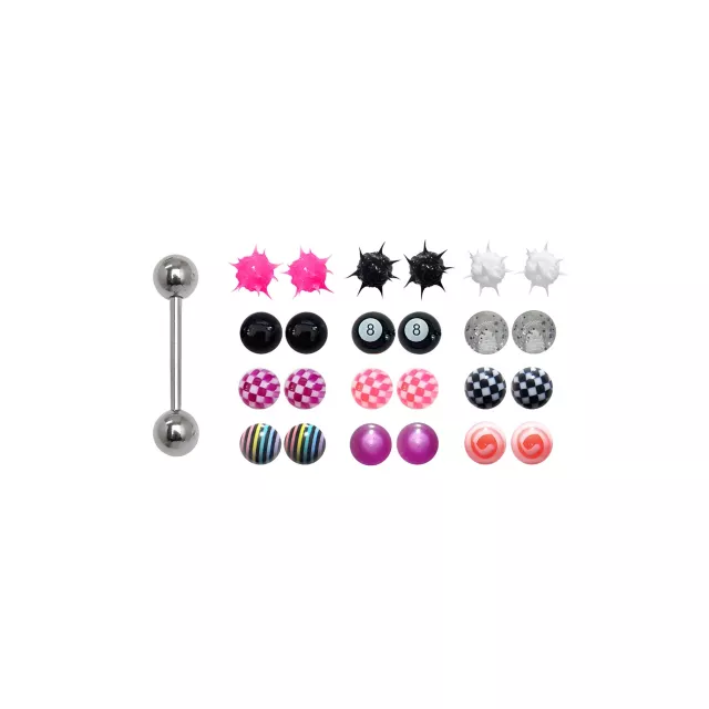 Barbell with Assorted Extra Balls 12 Pack - 14 Gauge at Spencer's