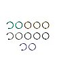 Multi-Pack Silvertone Goldtone Multi-Color Hoop Nose Rings and Half Hoop Nose Rings 12 Pack - 20 Gauge
