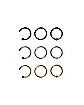 Multi-Pack CZ Black Goldtone and Silvertone Captive Bead Rings Hoop Nose Rings and Half Hoop Nose Rings 9 Pack - 20 Gauge