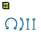 Multi-Pack Glow In The Dark Blue Horseshoe Ring Curved Barbell and Labret Rings 4 Pack - 16 Gauge