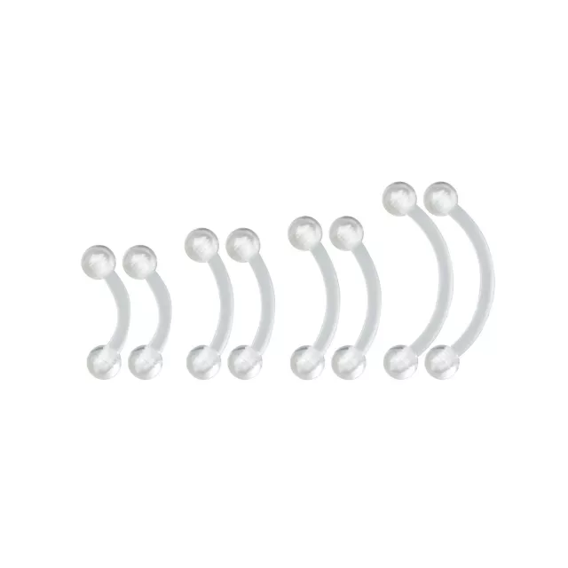 Multi-Pack Clear Curved Barbells 8 Pack - 16 Gauge - Spencer's