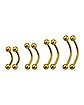Multi-Pack Goldtone Curved Barbells 8 Pack - 16 Gauge