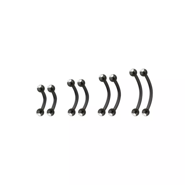 Multi-Pack CZ Black Curved Barbells 8 Pack - 16 Gauge at Spencer's