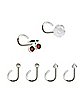 Multi-Pack Cherry and Flower Screw Nose Rings 6 Pack - 20 Gauge
