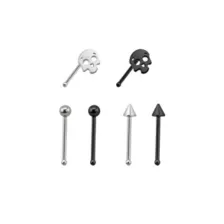 Multi-Pack Skull Bone Nose Rings 6 Pack - 20 Gauge at Spencer's