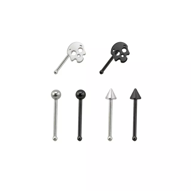 Multi-Pack Skull Bone Nose Rings 6 Pack - 20 Gauge at Spencer's