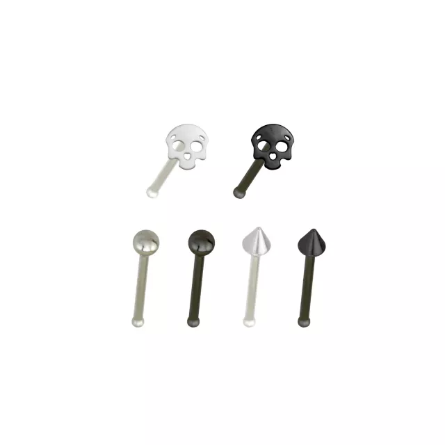 Multi-Pack Skull Bone Nose Rings 6 Pack - 20 Gauge at Spencer's