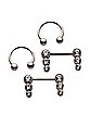 CZ Multi-Pack Horseshoe and Barbell Nipple Rings 4 Pack - 14 Gauge