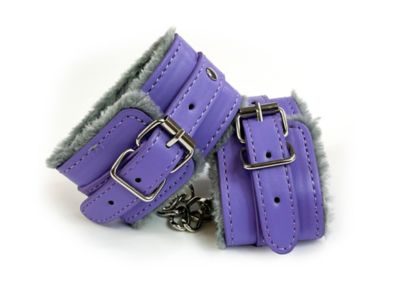 Lavender Furry Handcuffs - Pleasure Bound