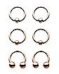 Multi-Pack Rose Goldtone and Silvertone Captive Rings and Horseshoe Rings 6 Pack - 16 Gauge