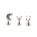 Multi-Pack Opal-Effect Moon and Star Cartilage Earrings 3 Pack - 18 Gauge at Spencer's