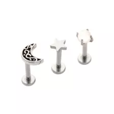 Multi-Pack Opal-Effect Moon and Star Cartilage Earrings 3 Pack - 18 Gauge at Spencer's