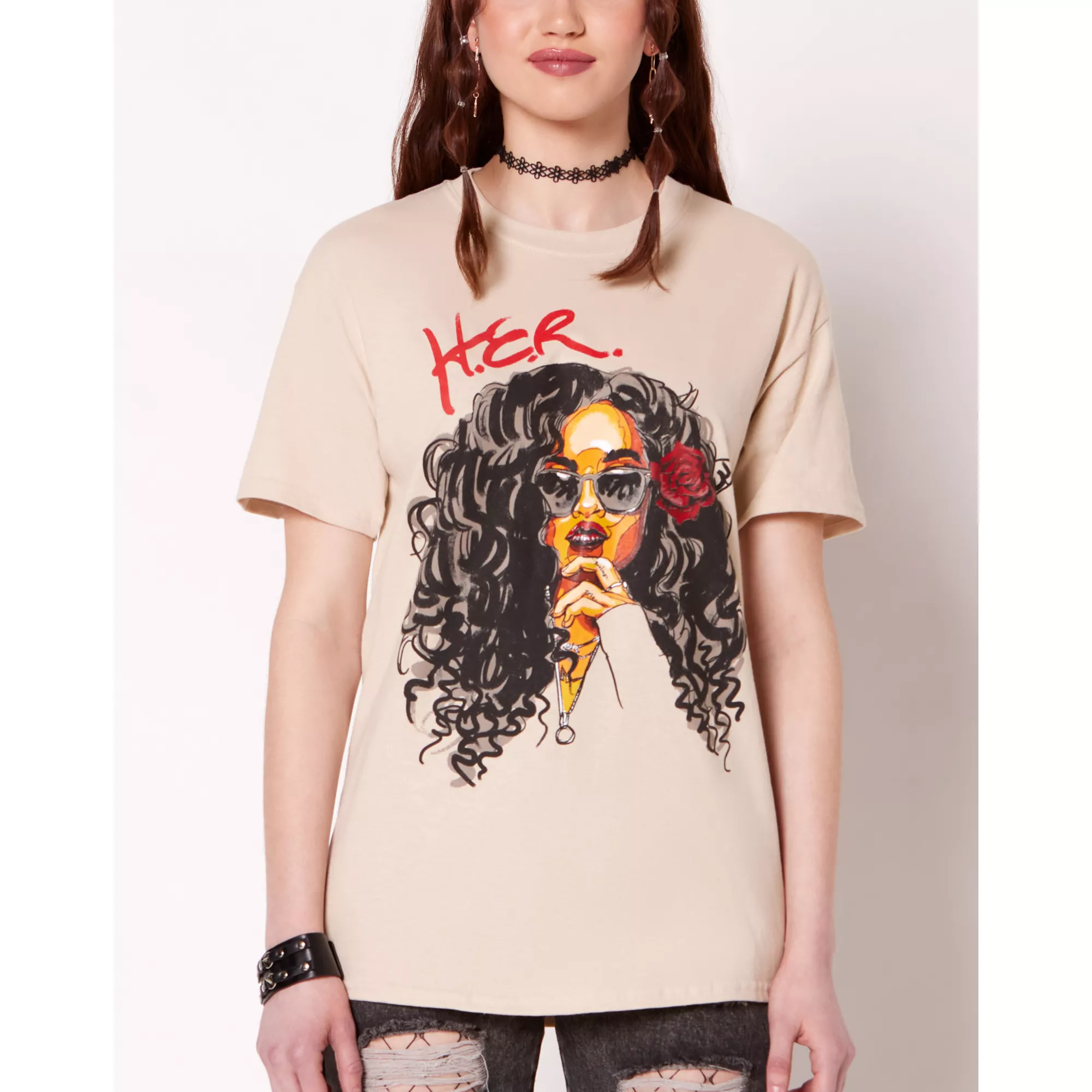 Illustrated H.E.R. T Shirt at Spencer's