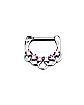 CZ Pink and Silvertone Chain Clicker Septum Ring - 16 Gauge