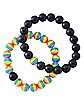 Multi-Pack Rainbow and Black Bead Bracelets - 2 Pack