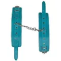 Aqua Faux Fur Handcuffs - Pleasure Bound at Spencer's