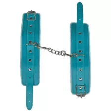 Aqua Faux Fur Handcuffs - Pleasure Bound at Spencer's