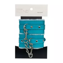 Aqua Faux Fur Handcuffs - Pleasure Bound at Spencer's