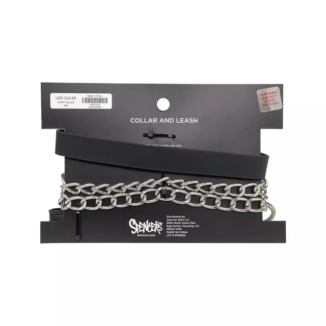 Heart Locking Collar and Leash - Pleasure Bound at Spencer's