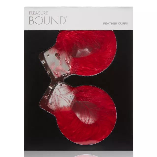 Red Feather Handcuffs - Pleasure Bound at Spencer's