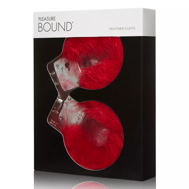 Red Feather Handcuffs - Pleasure Bound at Spencer's