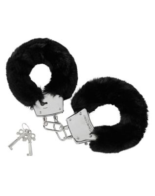 Black Furry Handcuffs - Pleasure Bound