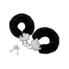 Black Furry Handcuffs - Pleasure Bound at Spencer's