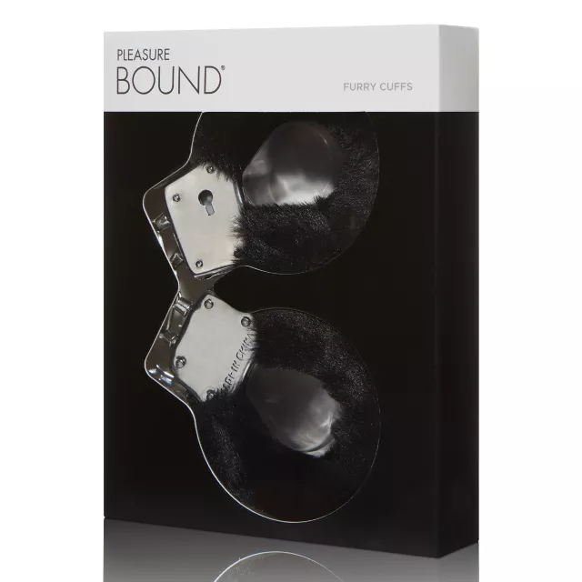Black Furry Handcuffs - Pleasure Bound