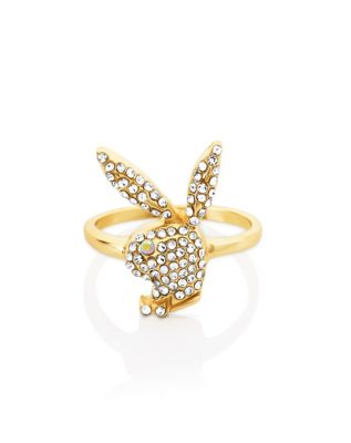 Multi-Pack CZ Goldtone Playboy Bunny Rings - 3 Pack