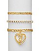 Multi-Pack Playboy Bunny Goldtone Figaro Chain and Clear Gem Bracelets - 3 Pack