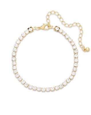 Multi-Pack Playboy Bunny Goldtone Figaro Chain and Clear Gem Bracelets - 3 Pack