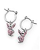 Multi-Pack Clear Pink and Blue Gem Playboy Bunny Dangle Earrings - 3 Pair
