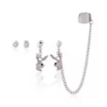 Multi-Pack CZ Playboy Bunny Earrings with Cuff Chain at Spencer's