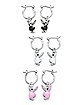 Multi-Pack Black White and Pink Playboy Bunny Hoop Dangle Earrings - 3 Pair