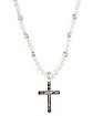 CZ and Pearl-Effect Cross Necklace