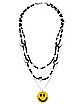 3 Row Smiley Face Yin Yang Chain Necklace