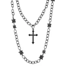 Black Cross and Rose Chain Necklaces - 2 Pack at Spencer's