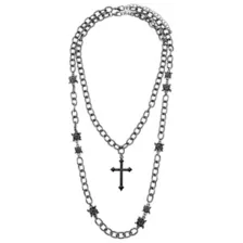 Black Cross and Rose Chain Necklaces - 2 Pack at Spencer's