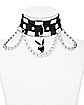 Checkered Playboy Bunny Triple Drop Chain Choker Necklace