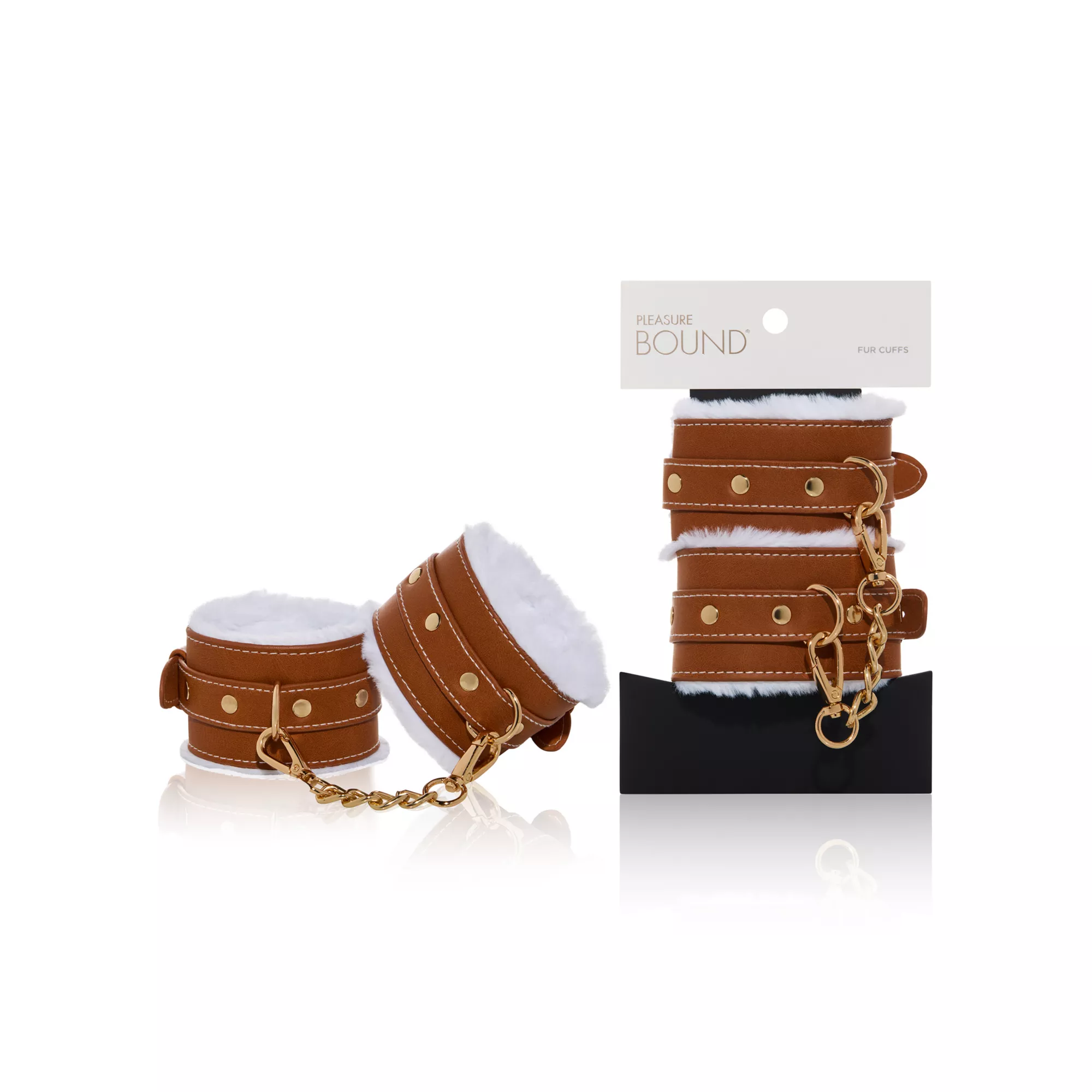 Tan and White Furry Handcuffs - Pleasure Bound at Spencer's